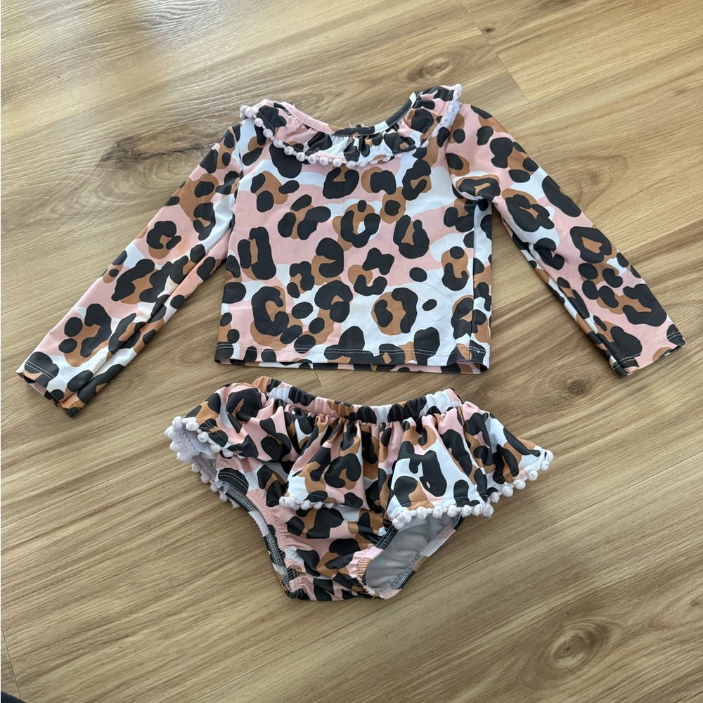 Mud Pie Leopard Bathing Suit, Size 24m/2T